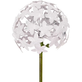 SIDCO Gartenstecker Allium Gartenstab Gartendeko Dekostab Metall Pusteblume Blütenball weiß