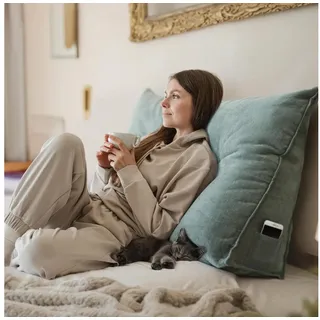 Björn&Schiller Rückenkissen Lesekissen für Bett und Sofa Keilkissen mit waschbarem Bezug, Ideal zum Anlehnen im Bett, türkis, 70 cm lang 20 cm x 70 cm x 50 cm