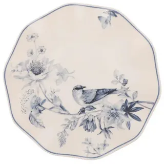 P & B Kombiservice, Blau, Weiß, Keramik, 24-teilig, Vogel, 25 cm, Essen & Trinken, Geschirr, Geschirr-Sets, Kombiservice