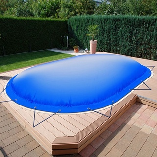 Aufblasbare Poolabdeckung für Ovalpool 600 x 300 cm | Oval Pool 6 x 3 m | blau