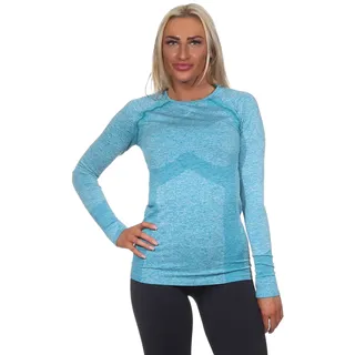 GYMSHARK Damen Flex Long Sleeve Top Farbe: Blau Meliert; Größe: S - S