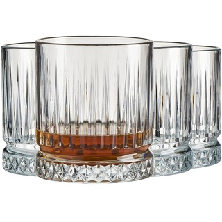 Elysia Whiskey Glas - 355cc, 4er Set, Qualitäts Whiskey Glas, Ideal für Whiskey, Scotch, Bourbon, Whiskey Glas für Papa, Geschenke für Ihn, Kristallklar, Tumbler-Gläser, Whiskey Glaswaren-Set