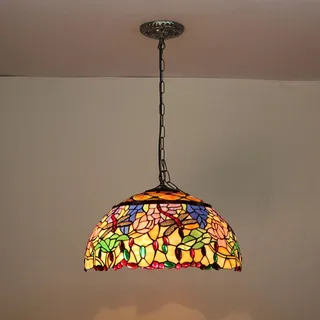 Tiffany Retro Küche Deckenleuchte Pendelleuchte Libellen Vintage Küchenlampen höhenverstellbar Loft Glas Hängeleuchte E27 Retro beleuchtung für Wohnzimmer Schlafzimmer Cafe Bar Hängelampe Ø40cm