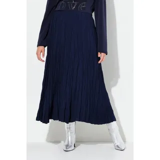 Ulla Popken Plisseerock Crash-Rock A-Linie Elastikbund nahtloser Saum blau 50/52