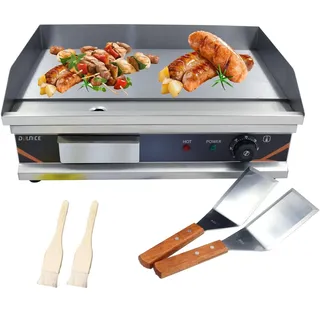 DULNICE Kommerzielle Grillplatte Elektrisch 3000W, 54cm Elektrische Grillplatte Business Catering BBQ Steak Teppanyaki Grill mit Temperaturkontrolle 50-300°C (Full Flat)