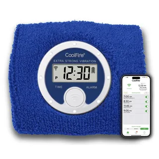 Coolfire - Vibrationswecker Schweißband, geräuschloses Wake Yourself Up Armband Vibrationsalarm Uhr für Paare, Studenten, einfach einzustellen, benutzerfreundliche App, Hörgeschädigte, USB aufladbar,