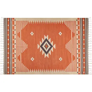 Beliani Teppich Gavar Orange 200 x 300 cm Baumwolle Kelim