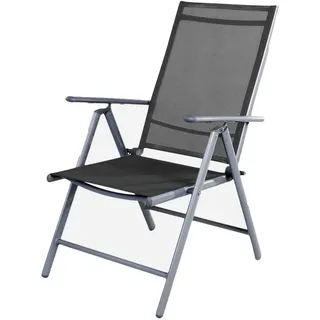Mojawo Gartenstuhl Hochlehner 7 Pos verstellbar klappbar Klappstuhl witterungsbeständig Aluminium SILBER und ANTHRAZIT