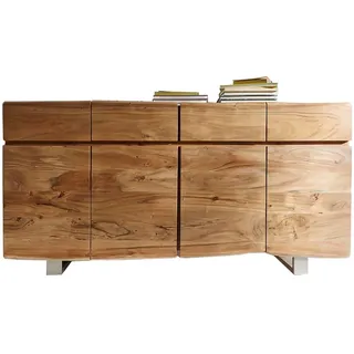 Kommode Live-Edge Akazie Natur 172 cm 4 Schübe 4 Türen Baumkante Sideboard