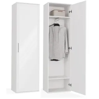 BDW Duo-Garderobe mit Spiegel, Moderner Kleiderschrank, Multifunktional für Flur, Schlafzimmer, Kinderzimmer 180x50x35(T) ! (Weiß)