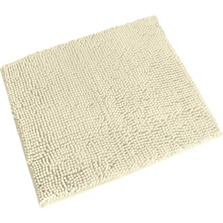 KiNZLER Badematte Chenille, Höhe 18 mm, rutschhemmend beschichtet, fußbodenheizungsgeeignet, Polyester, rechteckig, Badteppich, Uni Farben, weich, als rechteckig, rund & Set erhältlich beige rechteckig | 55 cm x 50 cm x 18 mm