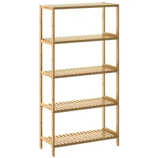 CASARIA Badregal Standregal Bambus 5 Böden 60x26x130cm Groß Stehend Offen 50 kg Belastbarkeit Holz Bad Badezimmer Küche Wohnzimmer Keller Regal Natur - Casaria
