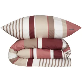 SCHIESSER Rexo Gestreift Altrosa 135 x 200 cm + 80 x 80 cm