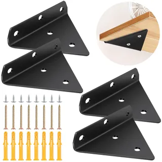 4 Stück Schwebende Regalhalterung Schwarz, 8CM Dreieckshalter Wandhalterung Regal Unsichtbar Regalhalterung Shelf Bracket, Dreieck Wandregal Halterung Versteckte Regalträger für Lagerregal Bücherregal