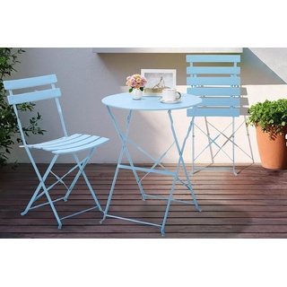 TLGREEN Balkonset, Bistro-Set 3 teilig,Balkonmöbel Klappbar für Terrasse,Garten blau