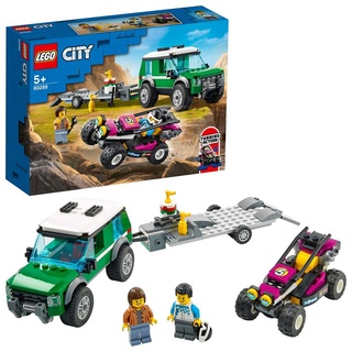 LEGO 60288 City Rennbuggy-Transporter, Spielzeug-Set mit Rennwagen und Autotransporter, LKW-Spielzeug ab 5 Jahre