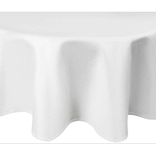Damast Tischdecke 100% Baumwolle Gastro Edition Rund 160 cm Weiß Größe wählbar