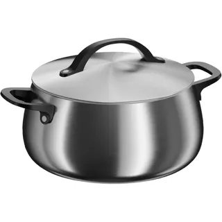 BergHOFF Home Kochtopf (24cm)– Edelstahl Topf mit Deckel – Kochtopf für alle Herdarten inkl. Induktion – Pastatopf - spülmaschinengeeignet & Ofenfest - schwarz