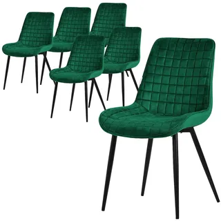 ML-Design Esszimmerstuhl Samt dunkelgrün 6er Set
