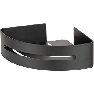 Wenko Turbo-Loc® Eckablage Bivio Black matt, Wandregal aus Aluminium, zur Aufbewahrung im Bad, Befestigen ohne Bohren, Schwarz