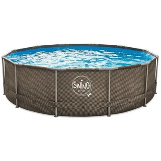 Swing Elite Rattan Metal Frame Aufstellpool, Ø 366 x 90 cm, mit Geflecht-Optik, ohne Filterpumpe