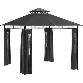 Outsunny Pavillon 3 x 3 m inkl. 4 Seitenteile Dunkelgrau
