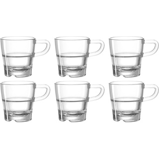 LEONARDO HOME Senso Espresso-Tasse, Espresso-Becher mit Henkel, spülmaschinengeeignete Espresso-Gläser, 6er Set, 70 ml, 024012