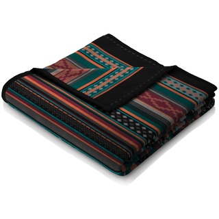 Wohndecke Tribal Mix, gestreifte Ethno-Decke in 150x200 cm, Biederlack, Decke aus Baumwollmischgewebe, Made in Germany schwarz