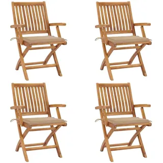 vidaXL Gartenstuhl klappbar 4 St. 4 x 4 x 4 cm beige