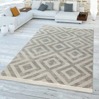 TT Home In- und Outdoor-Teppich, Wetterfest für Balkon und Küche, Rauten-Design, Soft Skandi, Geometrisch, Größe: 60x100 cm