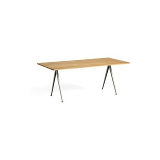 Tisch Pyramid 02 Beige powder coated steel clear lacquered oak 190 cm L