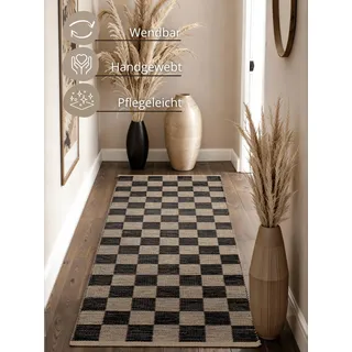 HANSE HOME Rex Juteteppich 80 x 200 cm Schwarz/Weiß