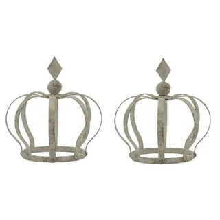 ETC dekorative Garten-Krone Deko-Krone Pflanz-Krone Metall antikgrau Shabby Optik im 2-er Set