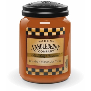 Candleberry Duftkerze im Glas mit Deckel - Bourbon Mason Cake Jar (570g) - Intensiv duftende ganzjährige Kerze bis zu 160h Brenndauer für jeden Anlass