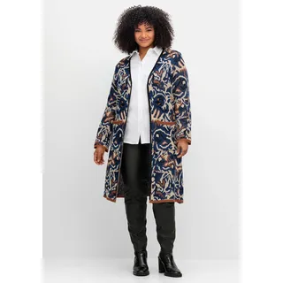 sheego by Joe Browns »Langer, offener Strickmantel mit Jacquardmuster mit Jacquardmuster, blau