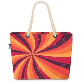 VOID Strandtasche (1-tlg), Retro Spirale Muster Tapete sunburst retro 60s abstrakt alt orange he bunt