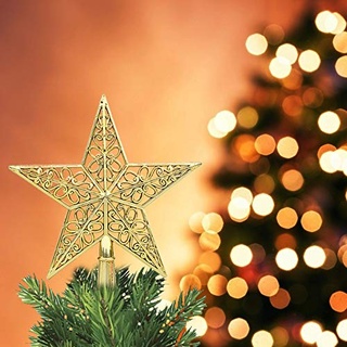 TinaDeer Weihnachtsbaumspitze Stern - Weihnachtsbaum Stern Christbaumspitze Weihnachtsstern - Weihnachtsbaumspitze Stern -Weihnachtsstern für weihnachtsbaumschmuck Party Dekoration (Gold A, 20cm)