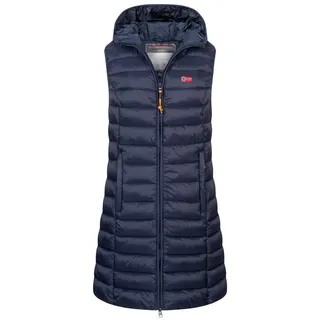 Geographical Norway Steppweste Damen Steppweste Kapuze Übergangs Herbst Windbreaker Lang Weste M (38)