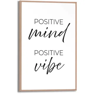 Poster REINDERS "Positive Vibes", schwarz-weiß (farbe bild(er): schwarz, weiß), B:20cm H:30cm T:1,6cm, Bilder, Poster, Home Office - Schwarz-Weiß - MDF - Sprüche - 20x30 cm