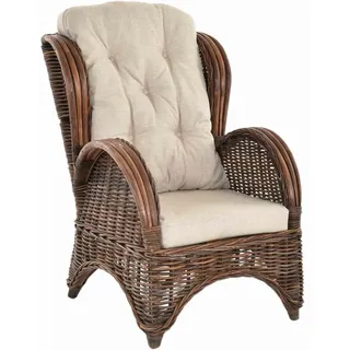 Krines Home Relaxsessel Ohrensessel Hochlehnsessel Rattan/Fernsehsessel Wohnzimmer/Rattanmöbel, Bequem, Breite Armlehnen braun