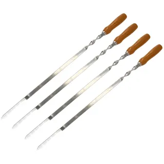 4x Extra Lange Stabile Edelstahl Grillspiesse mit Holzgriff - 70cm lang - 1,5cm breit - 2mm Stark Metallspieße Fleischspiesse