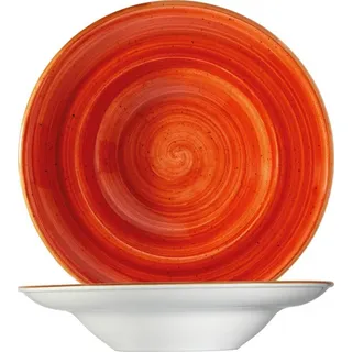 Bonna 6x Suppenteller Pastateller Speiseteller Essteller Salatteller Geschirr Teller tief 27cm 45cl Orange Creme Porzellan rund Aura Terracotta Gourmet Kantenschutz