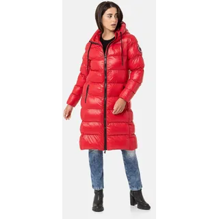 Cipo & Baxx Damen, Steppmantel Jacke Parka Knielang Winterjacke Stepp Kapuze WM137 rot, L - L