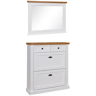 Feldmann-Wohnen Garderoben-Set, Weiß, Eiche, Holzwerkstoff, 2 Fächer, 2 Schubladen, Rechteckig, 98x183x28 cm, Garderobe, Garderoben-Set & Garderoben-Serien, Garderoben-Sets