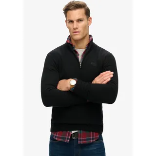 Superdry Strickpullover »ESSENTIAL EMB KNIT HALF ZIP«, schwarz,