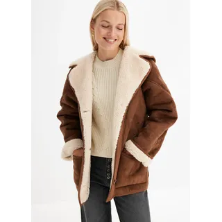 bonprix Shearling Jacke mit Kapuze, braun, Gr.38, Lässige Shearling Jacke mit Taschen und Kapuze