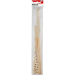 Meyco Hobby Mobile - Set Holz, 8 Holzstäbe & 20 Holzoliven. Kinderbettmontage, Holz, Holzfarben, Hängemobile für Kinder (0-3 Jahre), Unisex