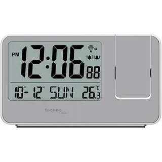 Technoline WT 534 Funk-Projektionswecker mit DCF77 Funkuhr | Projektion von Uhrzeit & Temperatur | 2 Alarme | Snooze | Innentemperatur | Kalender | dimmbares Display | Netzbetrieb
