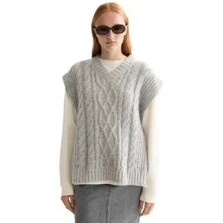 Scotch & Soda Cable Stitch Spencer Strickweste - Light Grey Melange - S