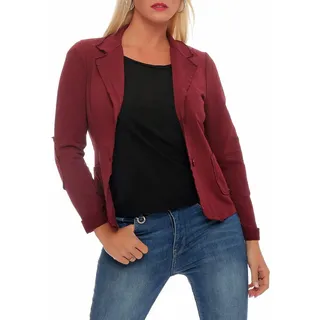 malito more than fashion Jackenblazer malito Damen Blazer klassisch, Sakko im Basic Look, Kurzjacke mit Sweat Blazer Jacke in Used Look Optik rot L